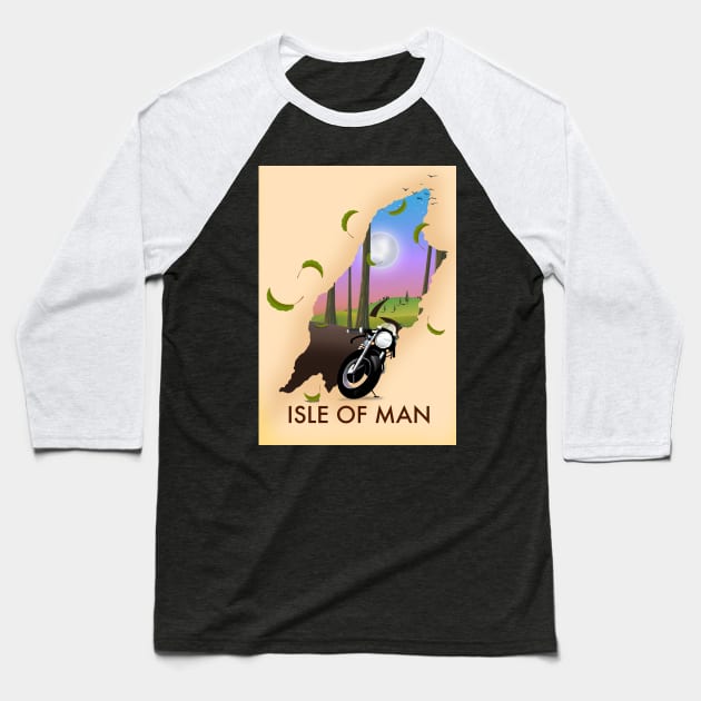 Isle of Man Travel poster Baseball T-Shirt by nickemporium1